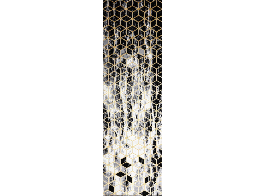 Behúň Gloss 3D cubes black/gold/grey