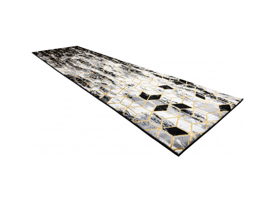 Behúň Gloss 3D cubes black/gold/grey