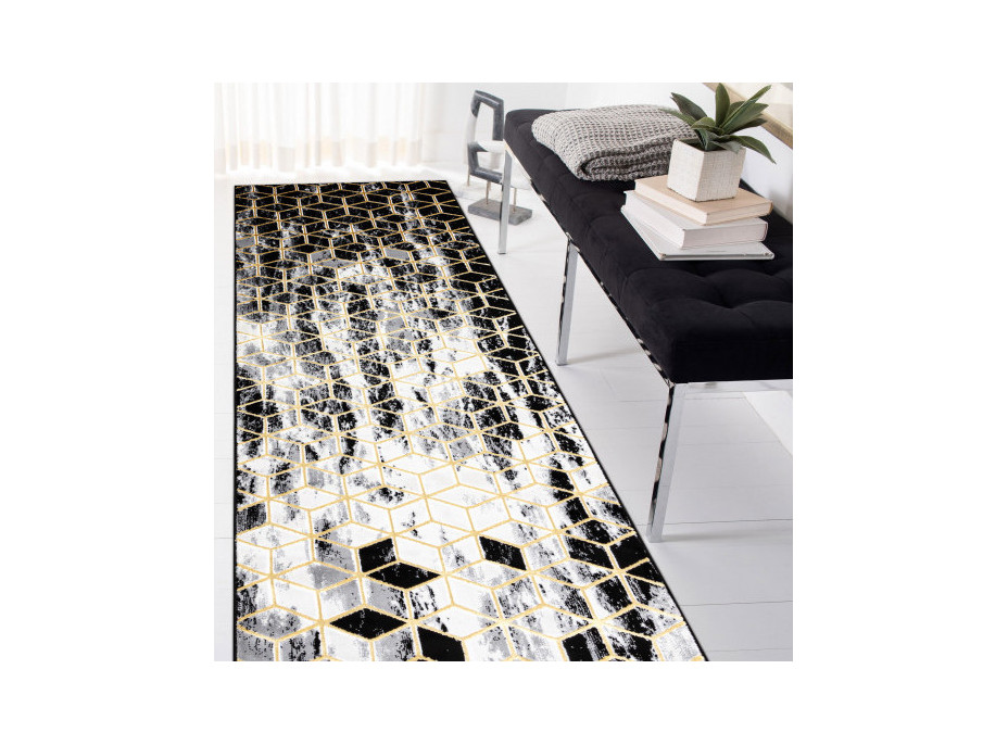 Behúň Gloss 3D cubes black/gold/grey