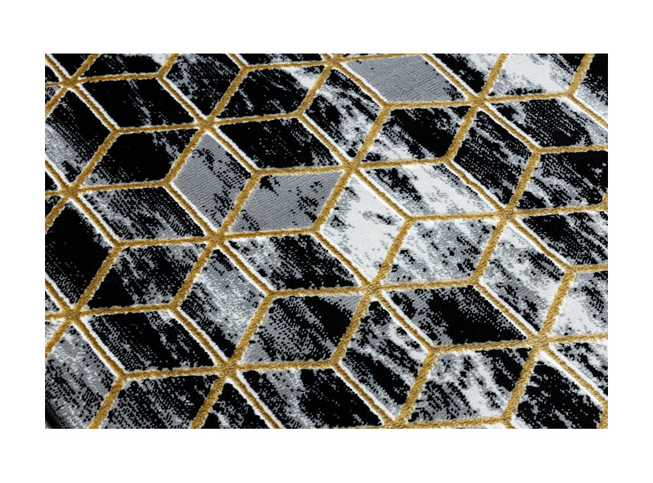 Behúň Gloss 3D cubes black/gold/grey