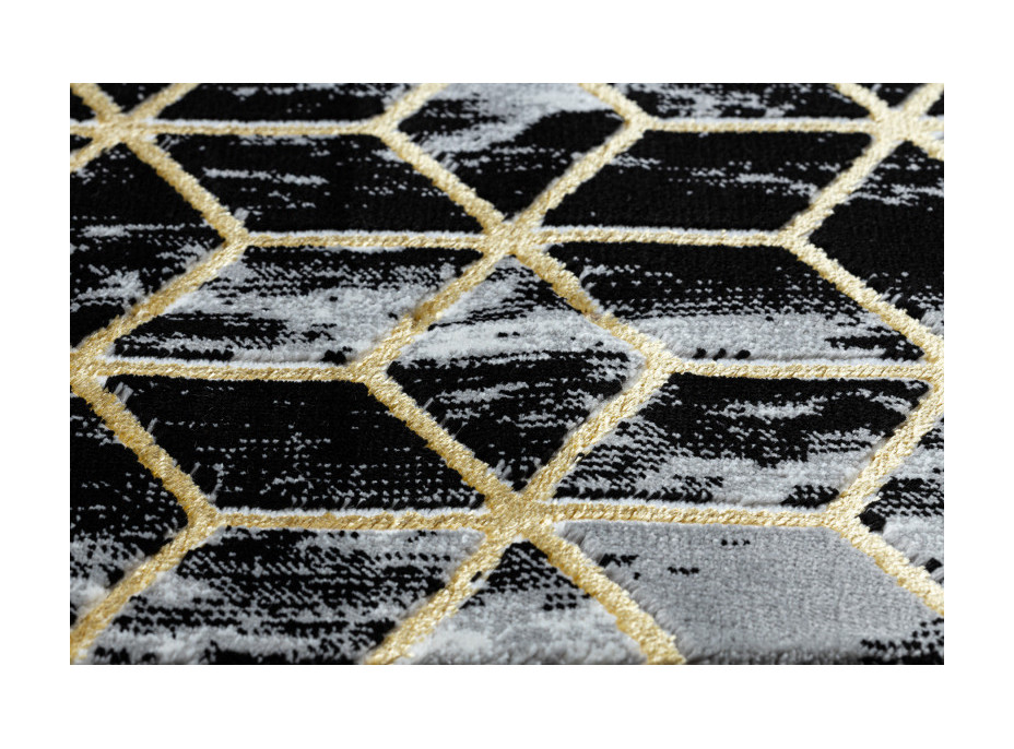Behúň Gloss 3D cubes black/gold/grey