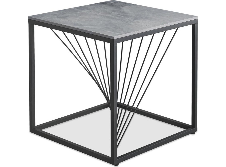 Konferenčný stolík INFINE 2 štvorec - šedý mramor, čierny