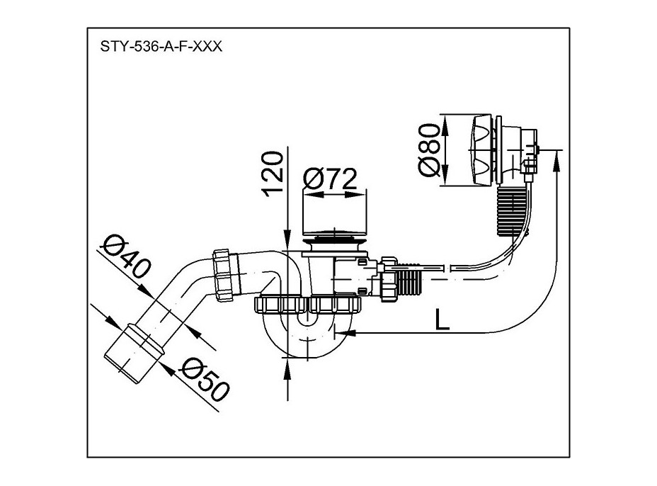 Automatický vaňový sifón s prepadom STY-536-A