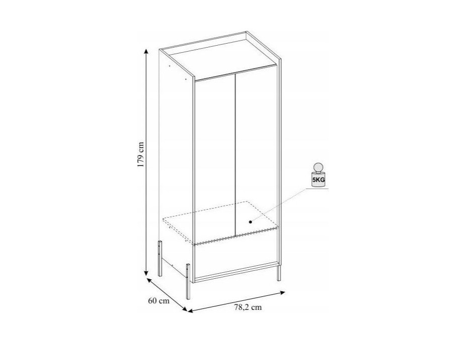 Šatníková skriňa BIOM 2D - prírodný orech/biela