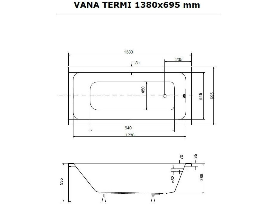 Obdĺžniková vaňa TERMI