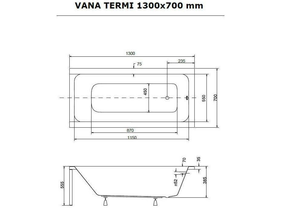 Obdélníková vana TERMI