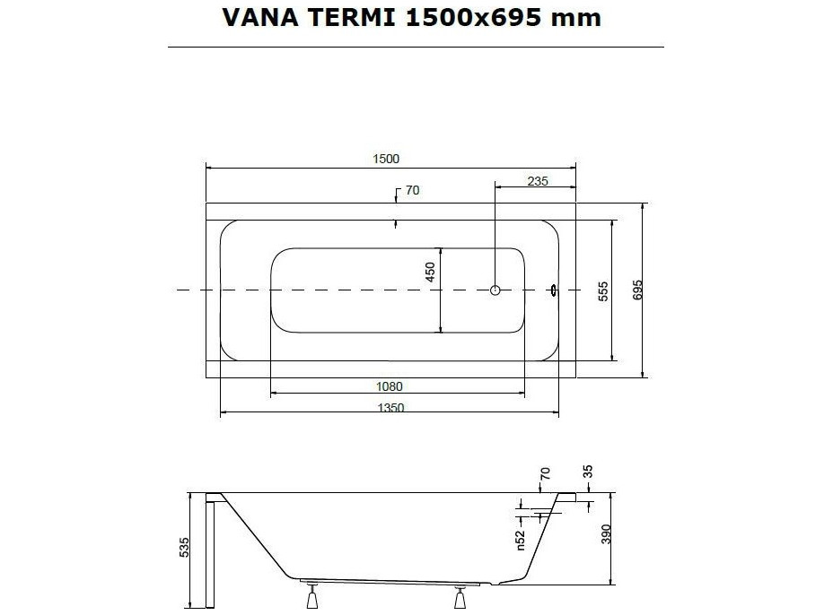 Obdĺžniková vaňa TERMI