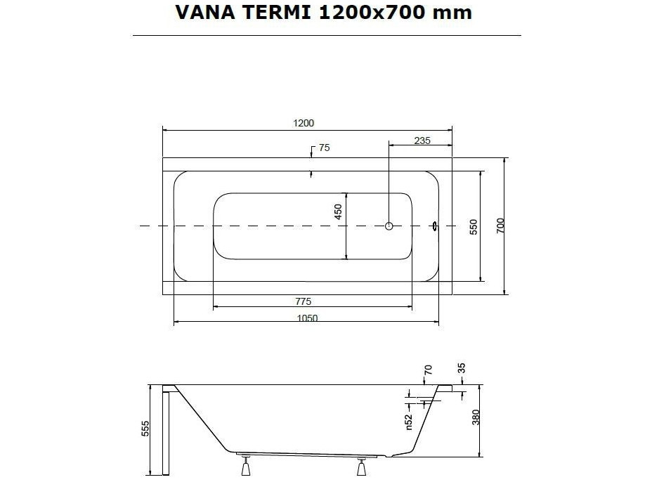 Obdĺžniková vaňa TERMI