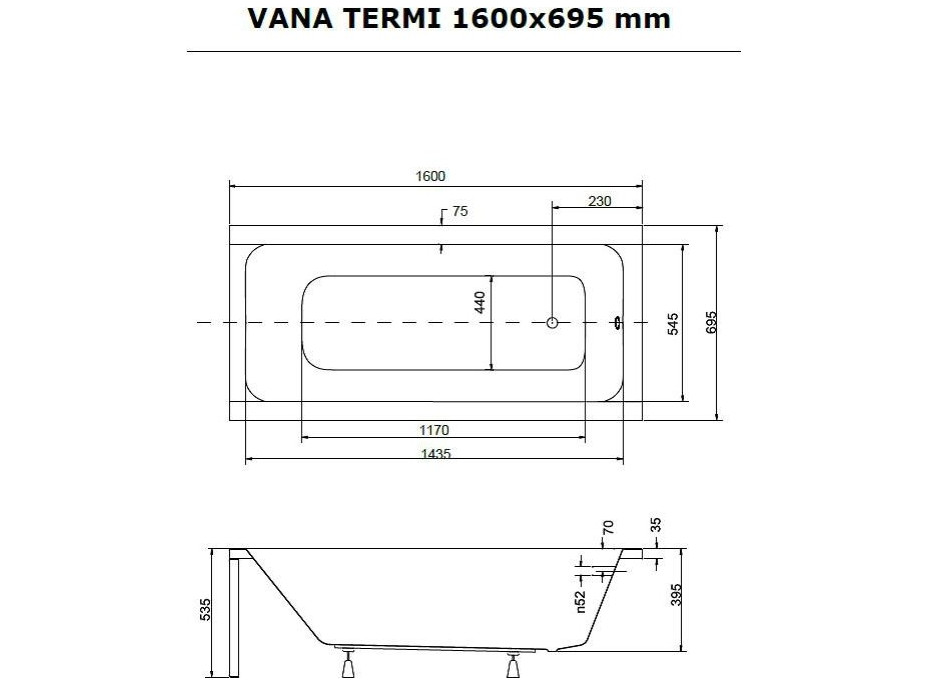 Obdĺžniková vaňa TERMI
