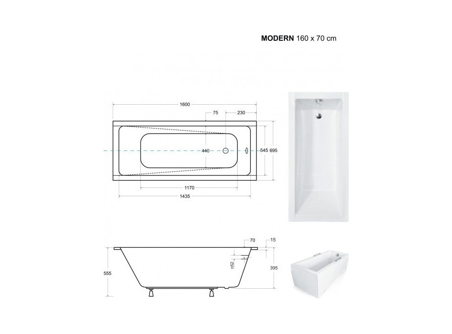 Obdĺžniková vaňa MODERN SLIM