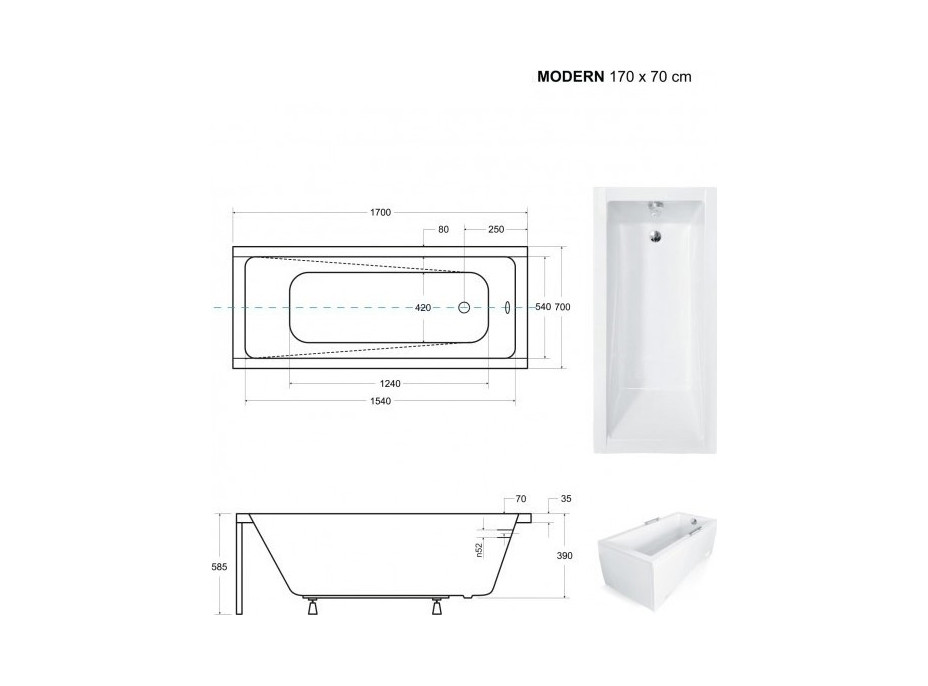 Obdĺžniková vaňa MODERN SLIM