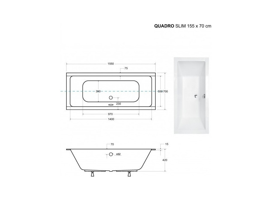 Obdélníková vana QUADRO SLIM