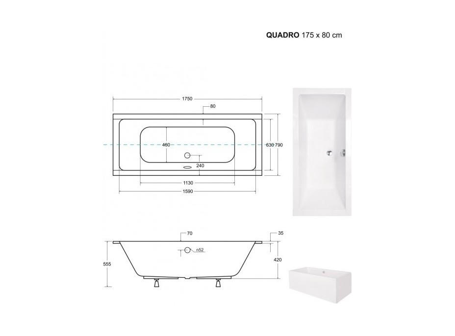 Obdélníková vana QUADRO SLIM