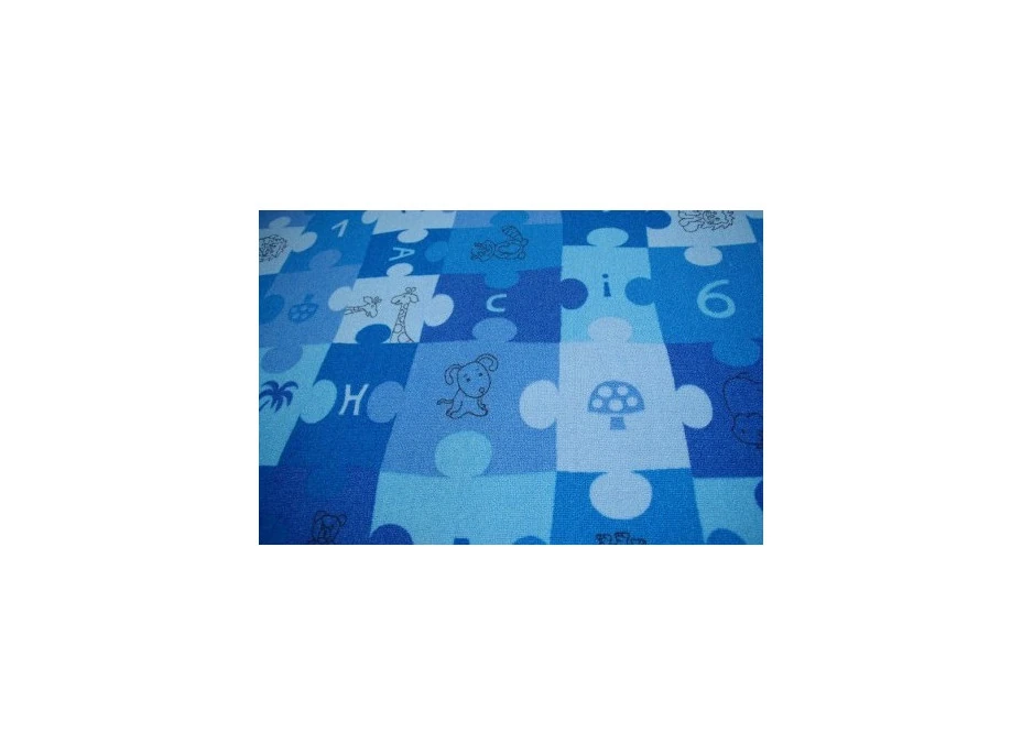 Detský koberec PUZZLE modrý